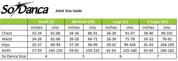 So Danca Size Chart