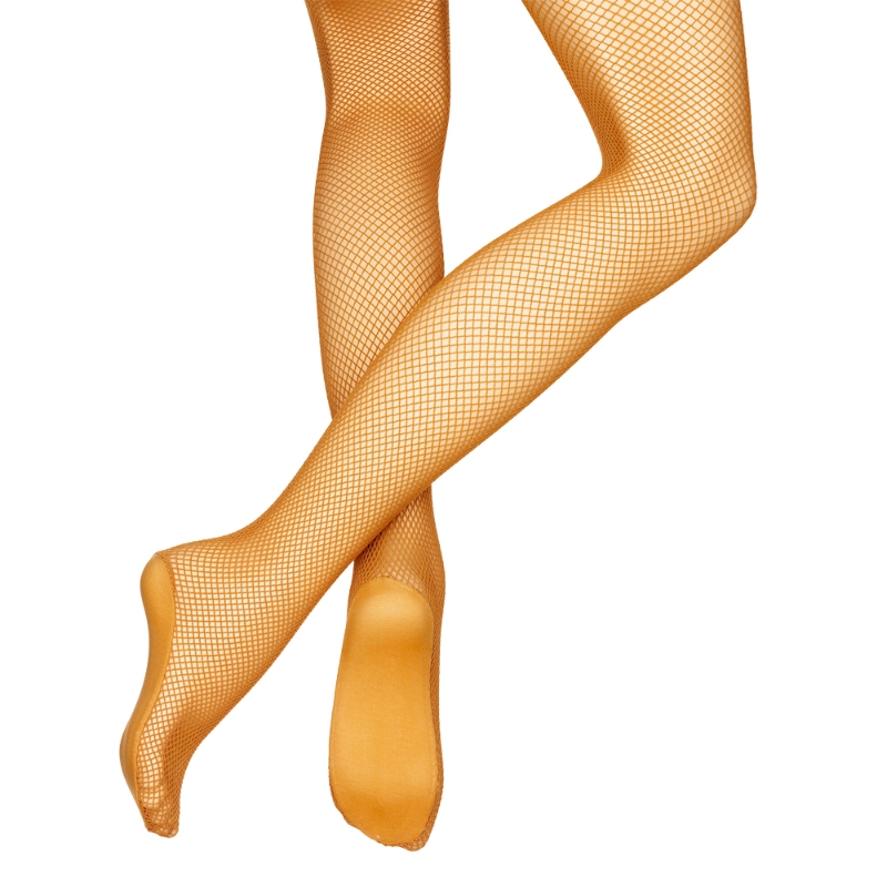 yellow fishnet tights