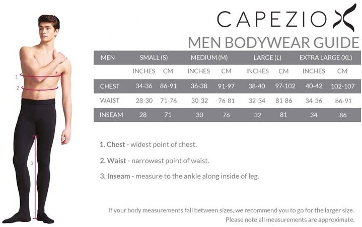 Capezio Dance Belt Size Chart