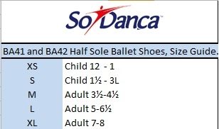 So Danca Ballet Shoes Size Chart